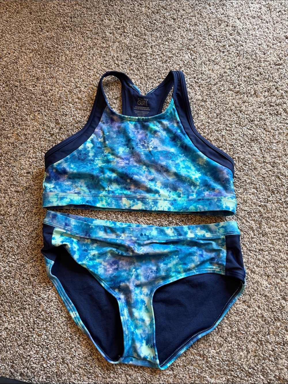 Athleta Girls Blue Tie-Dye Two-Piece Swim Bikini